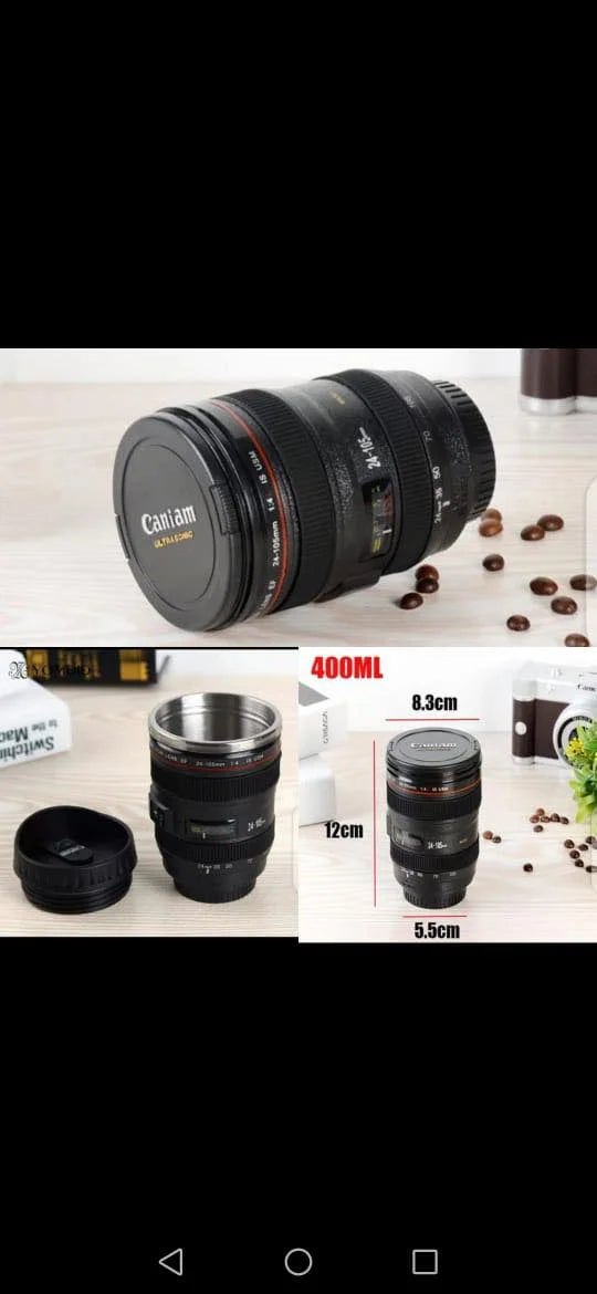 Camera Lens Shaped Coffee Mug Cup – Black