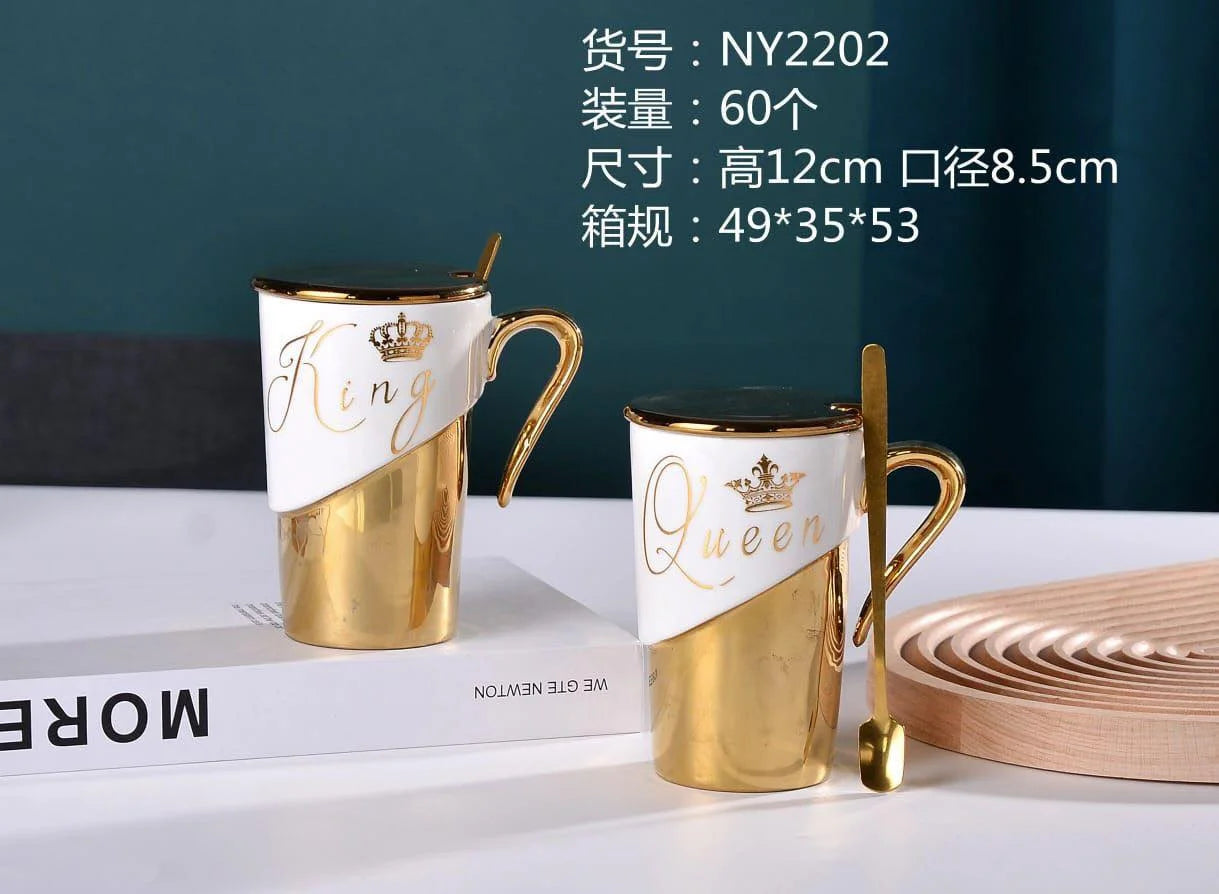 2 piece set  Ceramic King Queen Mugs