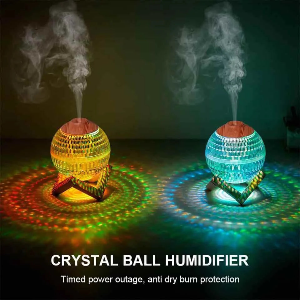 RGB LED Mini Colorful Night Light Crystal Ball Humidifier 450ml