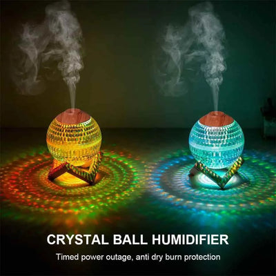 RGB LED Mini Colorful Night Light Crystal Ball Humidifier 450ml