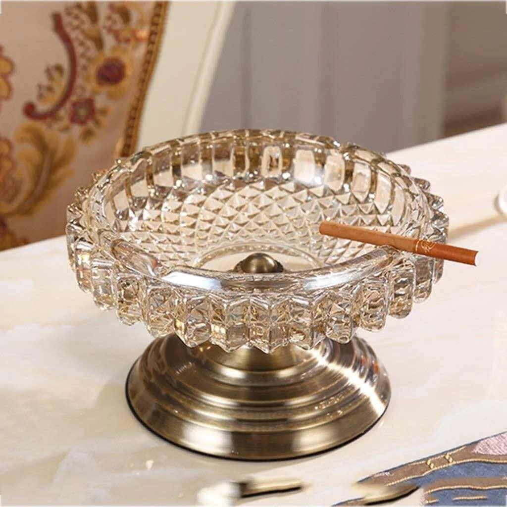 Luxury European Brass  Crystal Glass Ashtrays