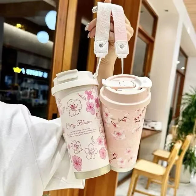 High-End Lily Flower Design Double Wall Vacuum Tumbler 500ML