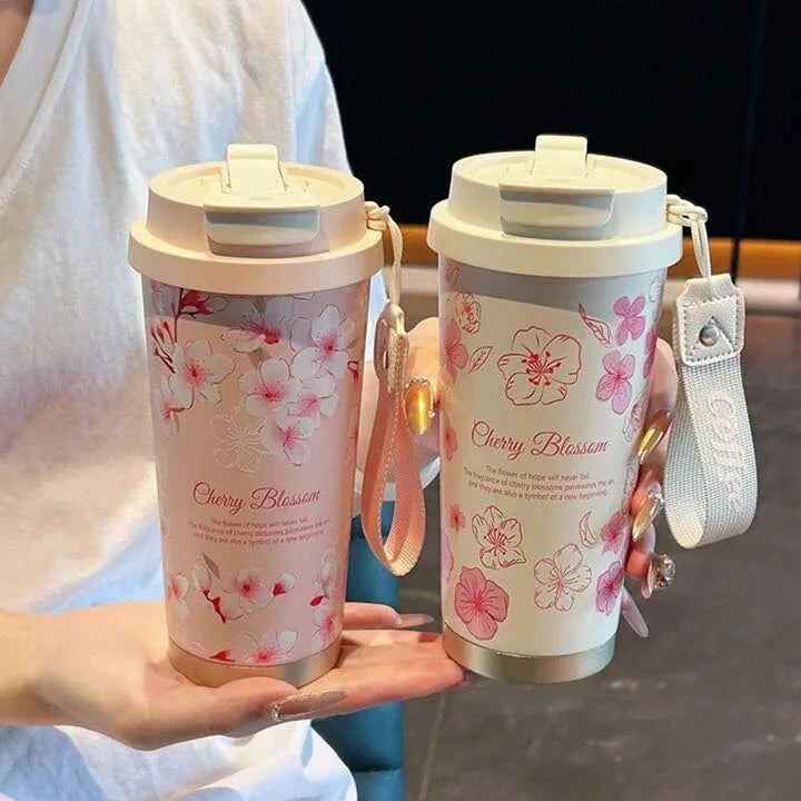 High-End Lily Flower Design Double Wall Vacuum Tumbler 500ML