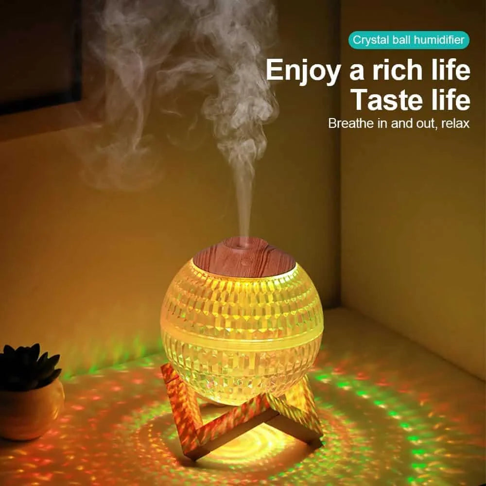 RGB LED Mini Colorful Night Light Crystal Ball Humidifier 450ml
