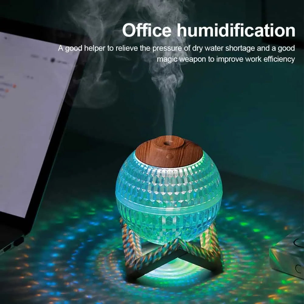 RGB LED Mini Colorful Night Light Crystal Ball Humidifier 450ml