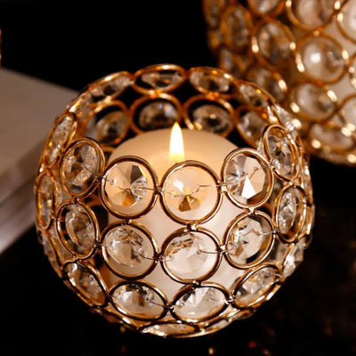 Creative Crystal balls 3 piece beads Candles Holder set